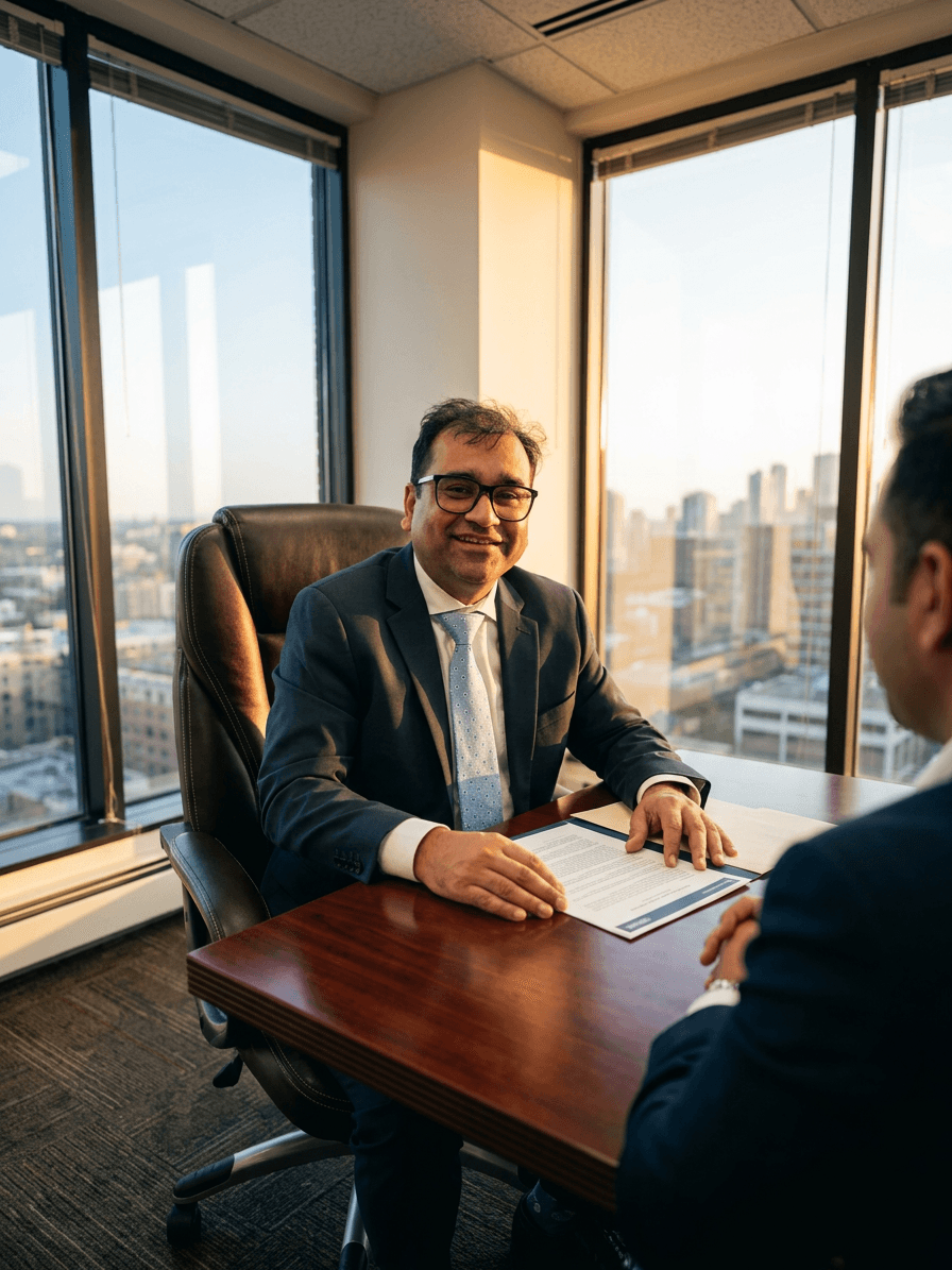 Sanjay Agrawal consulting with a high-profile business client